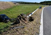 Prometna nesreća na A3: Vozač sletio s ceste i srušio rasvjetni stup