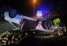 30-godišnji vozač s 3,17 promila sletio s ceste: Automobil nakon udara u putni most završio na krovu