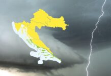 Žuti meteoalarm za cijelu Hrvatsku: Mogući grmljavinski pljuskovi, jak vjetar i nestabilno vrijeme