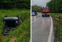 Nakon slijetanja automobil ostao na krovu, jedna osoba završila u bolnici