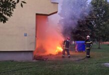 U Bizovcu gorjela otpadna plastika u kontejneru, vatrogasci brzom intervencijom spriječili širenje požara na školu