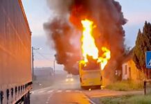 Autobus se zapalio kod Bjelovara, vozač se spasio na vrijeme