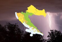 Za istok Hrvatske od sutra poslijepodne upaljen žuti meteoalarm: Mogući izraženiji pljuskovi i grmljavina