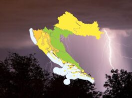Za istok Hrvatske od sutra poslijepodne upaljen žuti meteoalarm: Mogući izraženiji pljuskovi i grmljavina