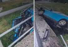 Pijan sletio s ceste i udario u ogradu mosta, metalna šipka probila vjetrobransko staklo