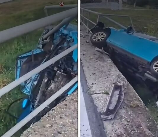 Pijan sletio s ceste i udario u ogradu mosta, metalna šipka probila vjetrobransko staklo