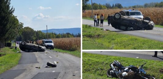 Sudar automobila i motocikla kod Požege, jedna osoba prevezena u bolnicu
