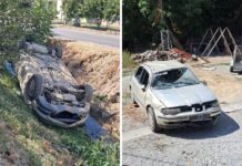 Nije stao na STOP, sudario se s drugim automobilom i završio na krovu